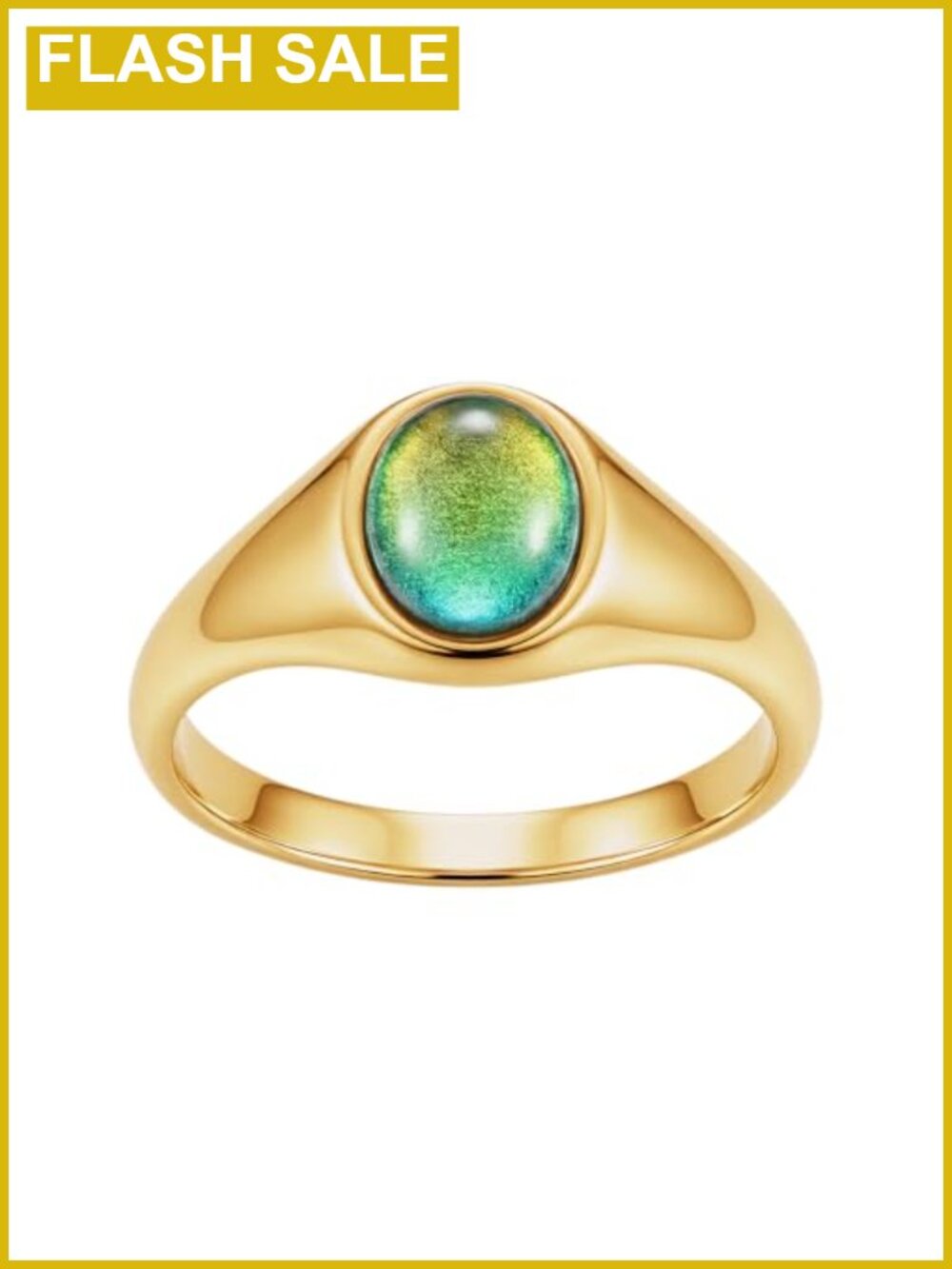 Munone 8mm Gold Plated Stainless Steel Signet Mood Ring Size 7